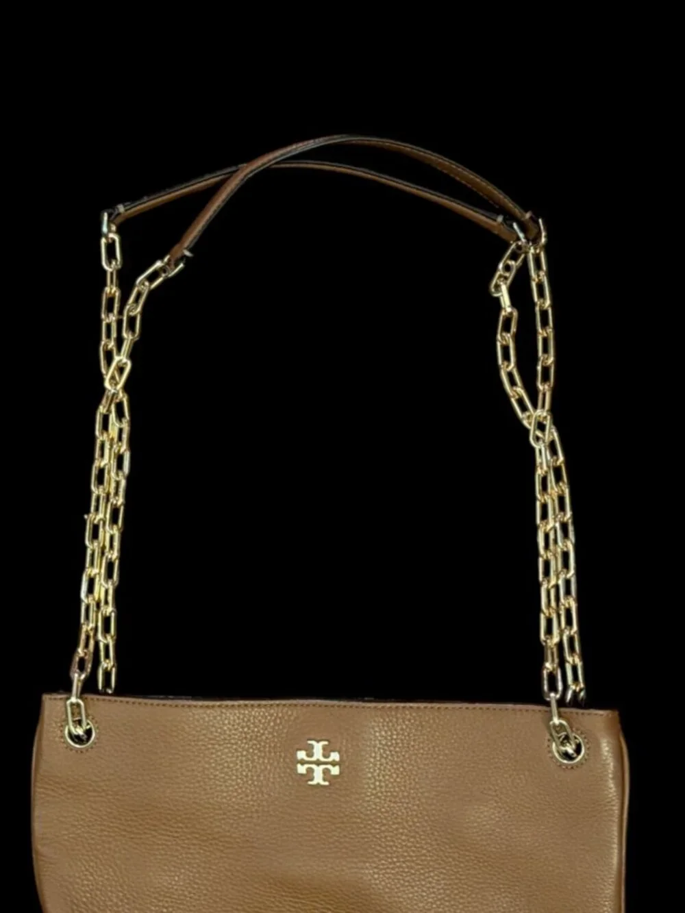 Tory Burch Marsden Swing Pack Light Brown Leather Shoulder Bag Gold Hardware